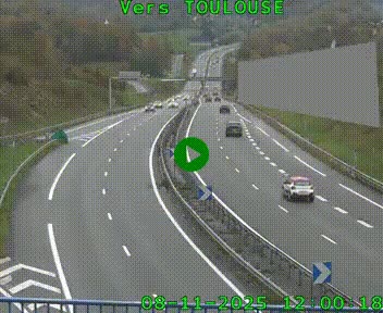 Caméra routière sur l'autoroute A20 à Noailles, en périphérie de Brive-la-Gaillarde. Vue orientée vers Toulouse