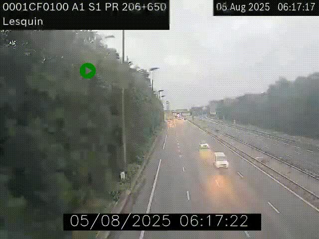 Webcam autoroute A1 à hauteur de Lesquin. Vue orientée vers Lille
