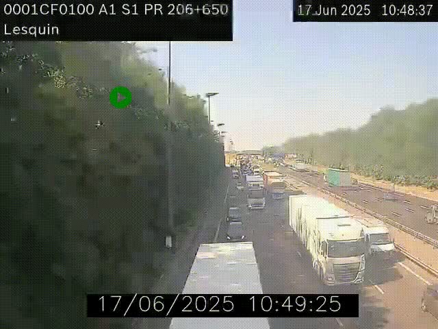 Webcam autoroute A1 à hauteur de Lesquin. Vue orientée vers Lille