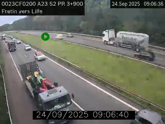 Webcam autoroute A23 à hauteur de Fretin. Vue orientée vers Lille