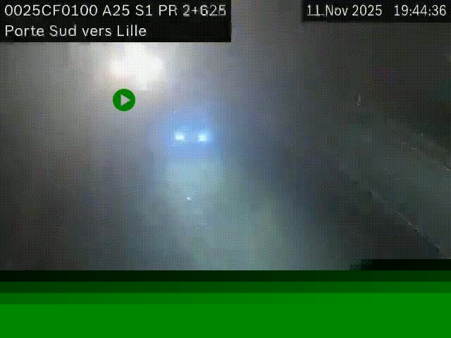 Webcam autoroute A25 sur le périphérique de Lille à hauteur de Lille-Sud et la sortie 3 Faches-Thumesnil. Vue orientée vers Lille-Centre.