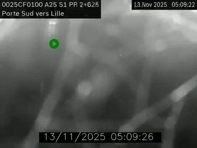 Webcam autoroute A25 sur le périphérique de Lille à hauteur de Lille-Sud et la sortie 3 Faches-Thumesnil. Vue orientée vers Lille-Centre.