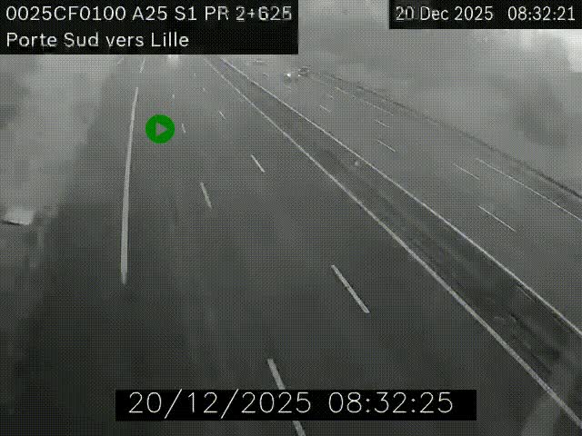 Webcam autoroute A25 sur le périphérique de Lille à hauteur de Lille-Sud et la sortie 3 Faches-Thumesnil. Vue orientée vers Lille-Centre.