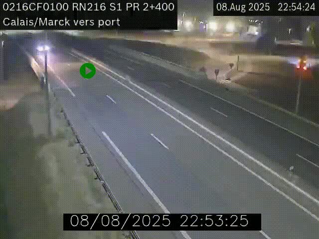 Webcam à Calais sur A216 (N216) en direction du port (harbour) de Calais.
