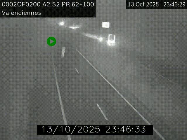 Webcam autoroute A2 à Valenciennes. Vue orientée vers Maubeuge et Mons (Belgique)
