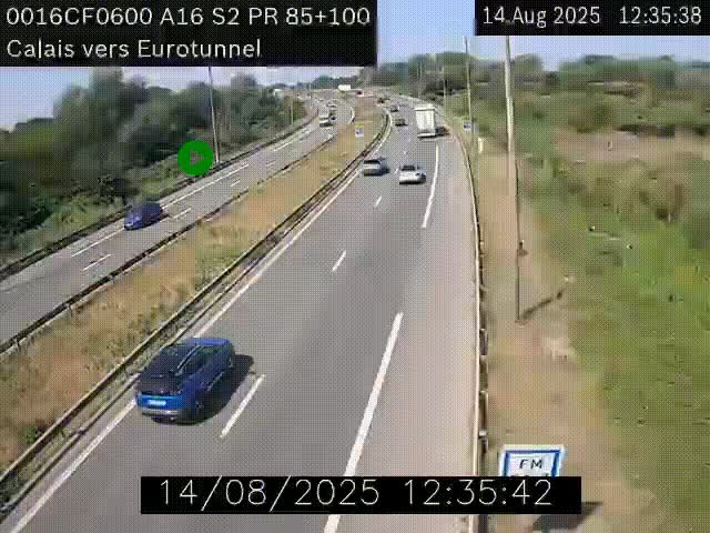 Webcam A16 à Calais en direction du Tunnel sous la Manche (Eurotunnel)