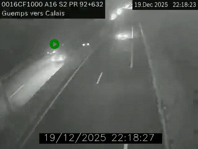 Webcam A16 juste après l'aire de repos d'Offekerque à Guemps. Vue orientée vers Calais