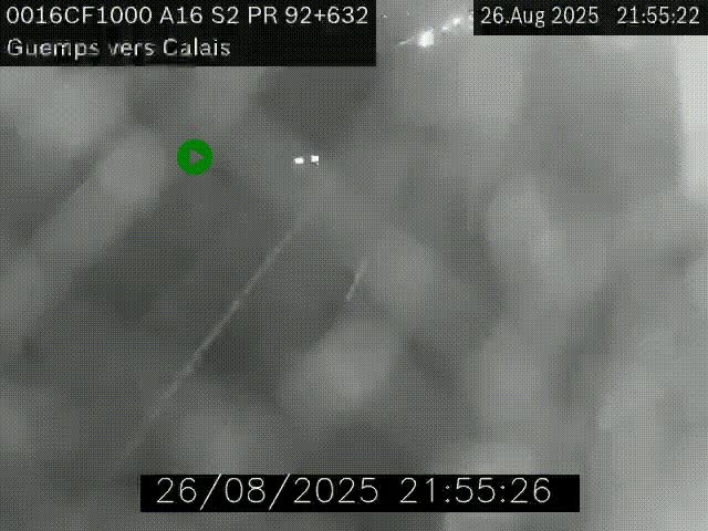 Webcam A16 juste après l'aire de repos d'Offekerque à Guemps. Vue orientée vers Calais