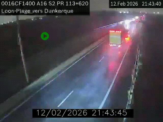 Webcam autoroute A16 à hauteur de Loon-Plage. Vue orientée vers Dunkerque et la Belgique.
