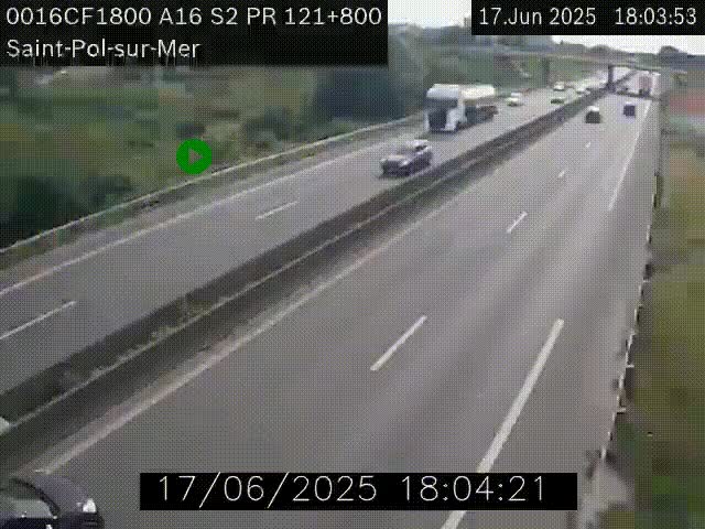 Webcam autoroute A16 à proximité de Dunkerque, à hauteur de la sortie Saint-Pol-sur-Mer. Vue orientée vers Calais