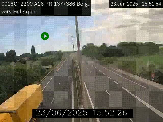 Webcam à la frontière franco-belge au niveau de Bray-Dunes/De-Panne sur l'autoroute A16. Vue orientée vers la Belgique