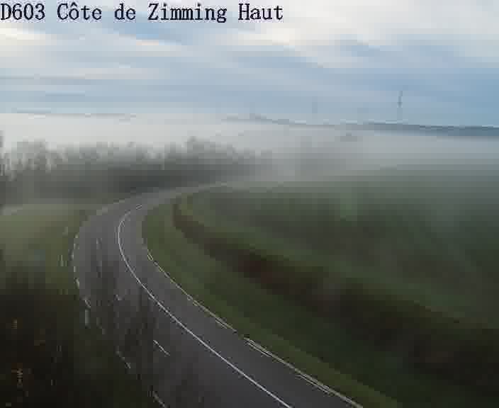 Webcam sur la D603 située en haut de la Côte de Zimming. Vue orientée vers Saint-Avold.