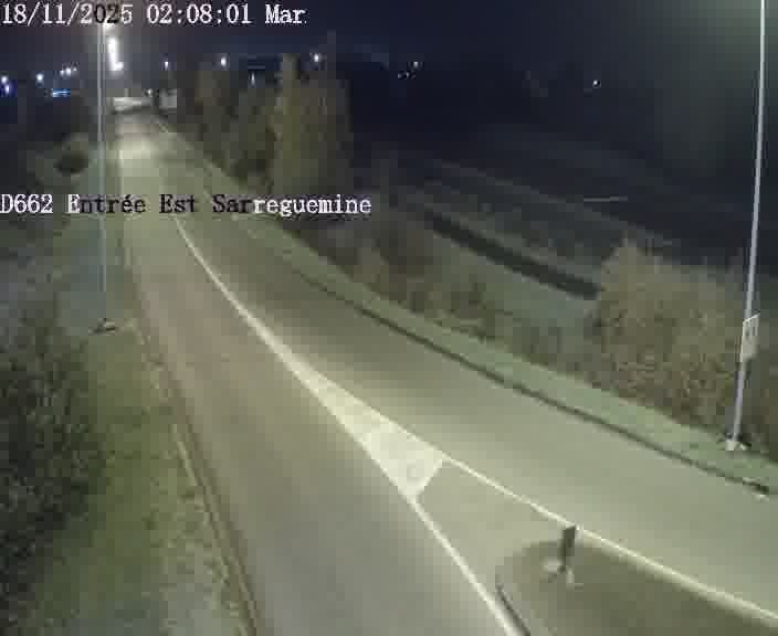 Point de vue trafic déployé sur D662 (France) à Sarreguemines, regardant vers Sarreguemines, aidant conducteurs et services à anticiper les flux.