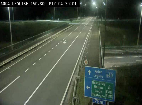 Webcam au-dessus de l'E411 sur la N40. Vue orientée vers Léglise en provenance de Neufchâteau