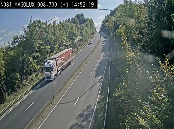 Webcam sur la N81 (E411) à hauteur de la jonction avec la N883. Vue orientée vers Longwy