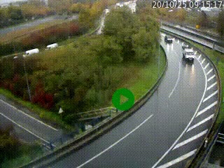 Caméra autoroute à la jonction entre l'A7 et la D301 (Boulevard urbain Sud de Lyon) à Feyzin, au sud de Lyon. Vue orientée vers Mions