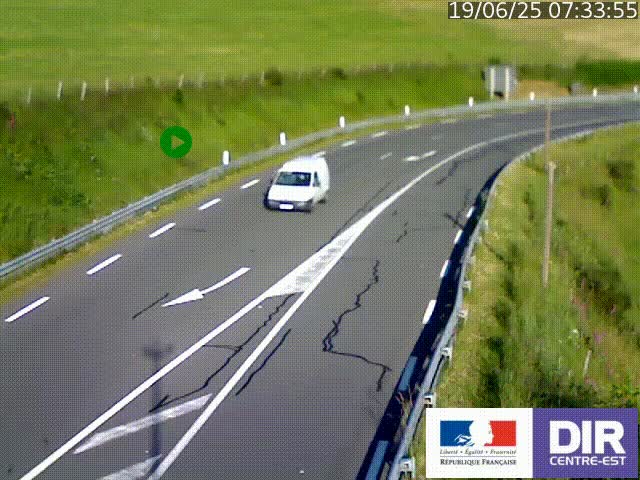 Webcam sur le col Pin Bouchain, vue orientée vers Roanne, en provenance de Lyon sur la nationale 7 (N7)