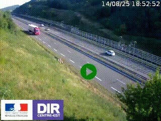 Webcam au niveau du col de Bois Clair à hauteur de Cluny sur la N79. Vue orientée vers Mâcon