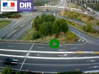 Webcam traffic à Grenoble-sud sur l'autoroute A480. Vue orientée vers l'entrée et la sortie de Grenoble