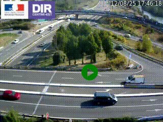 Webcam traffic à Grenoble-sud sur l'autoroute A480. Vue orientée vers l'entrée et la sortie de Grenoble