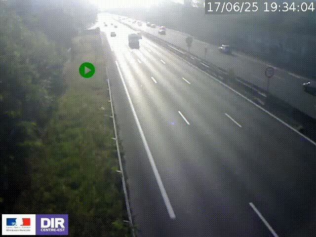 Webcam à Bron sur l'A43 à la jonction avec le boulevard périphérique de Lyon (D383). Vue orientée vers Lyon