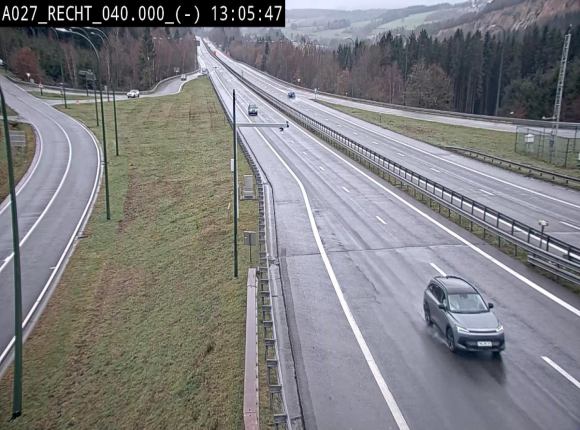Webcam A27/E42 à hauteur de la sortie 13 Recht à proximité de Malmedy. Vue orientée vers Malmedy et Liège