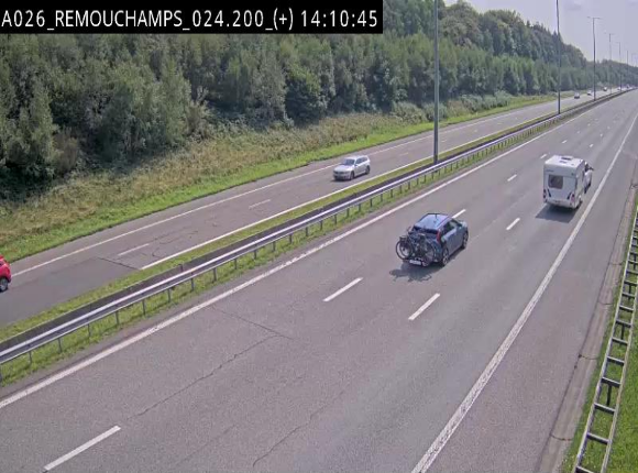 Webcam à hauteur de Spa entre la sortie Remouchamps et la sortie Stavelot. Vue orientée vers les Ardennes