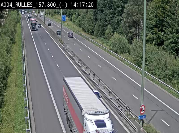 Webcam à Marbehan sur l'E411 à hauteur de la sortie 28a Rulles. Vue orientée vers Bruxelles