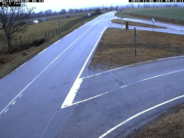 Webcam à Bellefontaine dans les Vosges à 552 mètres d'altitude sur la D63, à la jonction avec la D20A