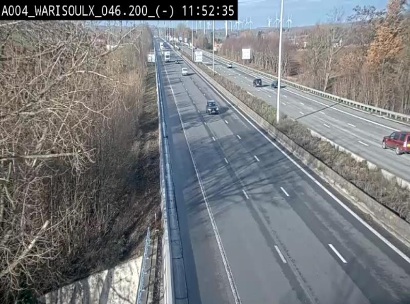 Webcam sur l'E411 à proximité de la jonction avec l'E42 à Warisoulx. Vue orientée vers le nord