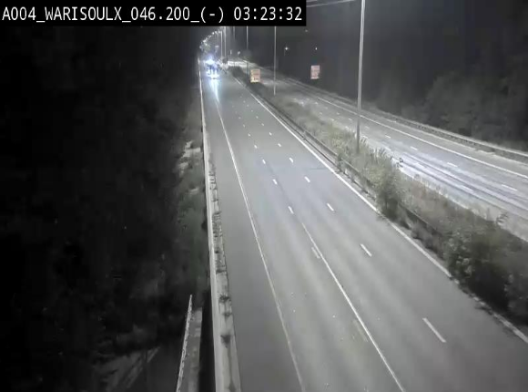 Webcam sur l'E411 à proximité de la jonction avec l'E42 à Warisoulx. Vue orientée vers le nord