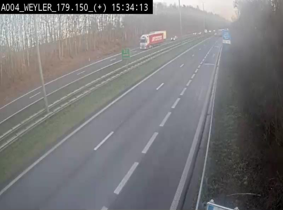 Webcam entre la sortie Arlon et la sortie Weyler sur l'E411. Vue orientée vers Luxembourg