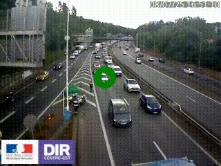 Caméra autoroute sur A6 - Valvert, près de Lyon, en direction de Paris, à hauteur de la sortie 36 Porte du Valvert