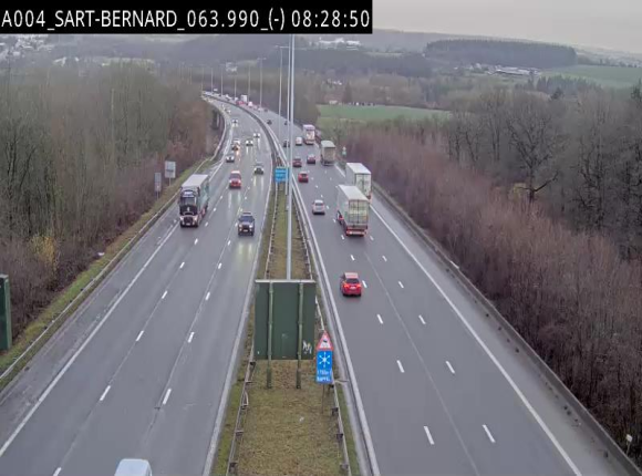 Webcam E411 à hauteur d'Assesse en provenance d'Arlon ou de la N4 vers Namur