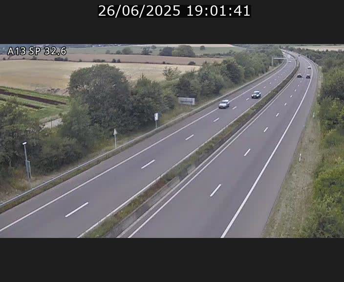 Webcam info trafic A13 à hauteur de Mondorf-les-bains. Vue orientée vers Altwies