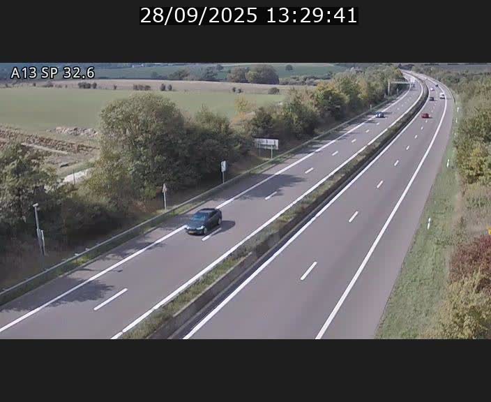 Webcam info trafic A13 à hauteur de Mondorf-les-bains. Vue orientée vers Altwies