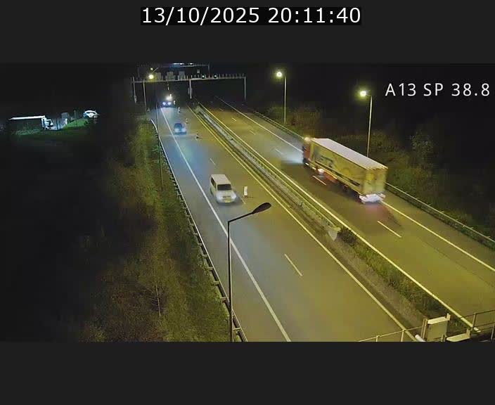 Webcam autoroute A13 à l'entrée ouest du tunnel Markusbierg à Schengen. Vue orientée vers le tunnel et l'Allemagne