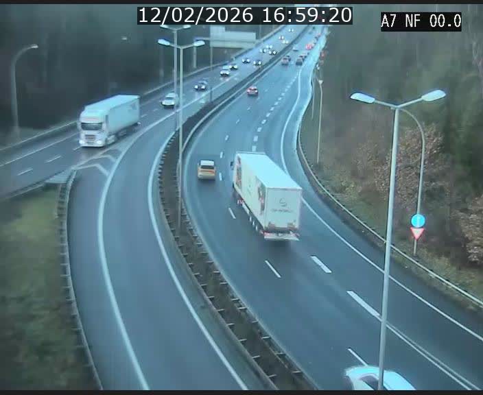 Caméra autoroute Luxembourg A7 - Echangeur A1/A7 Grünewald direction Tunnel Stafelter