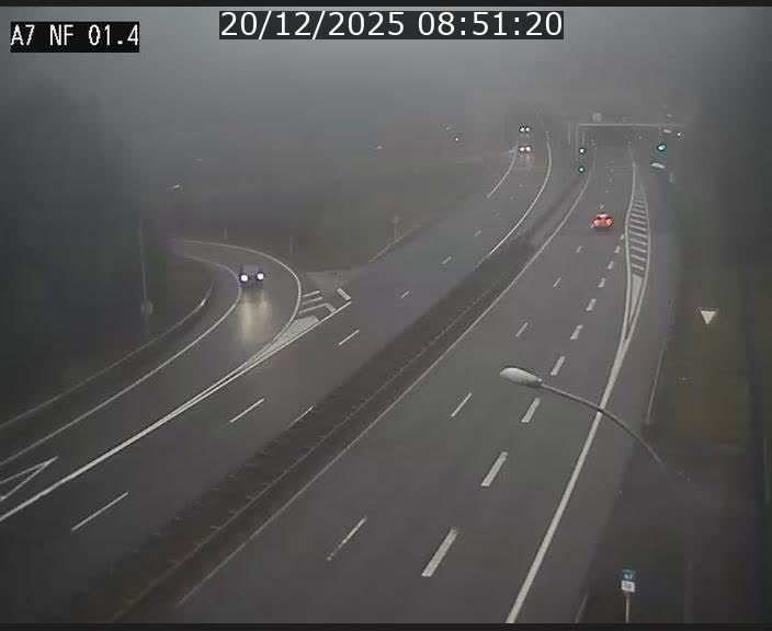 Caméra autoroute Luxembourg A7 - Echangeur Waldhaff - direction Tunnel Stafelter