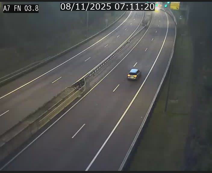 Caméra autoroute Luxembourg A7 - Passage à gibier Rëngelbour - direction Tunnel Stafelter