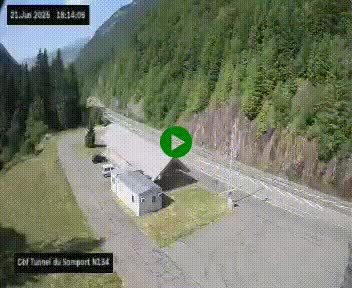 Webcam à l'entrée du tunnel du Somport, côté français, sur la N134, dans les Pyrénées, en direction de l'Espagne, à 1116 mètres d'altitude