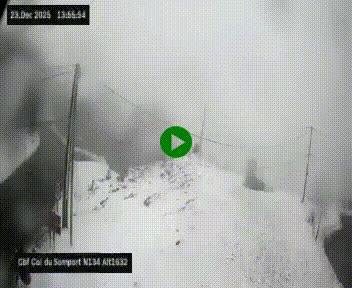 Webcam au col du Somport, côté français, sur la N134, dans les Pyrénées, en direction de l'Espagne, à 1632 mètres d'altitude