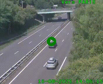 Caméra routière sur l'autoroute A20 au nord de Limoges, à la jonction avec la N520. Vue orientée vers Paris