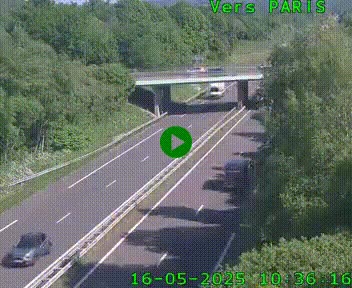 Caméra routière sur l'autoroute A20 au nord de Limoges, à la jonction avec la N520. Vue orientée vers Paris