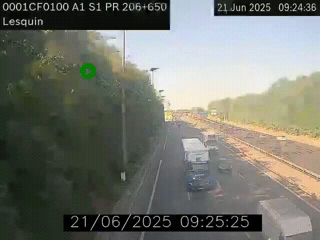 Webcam autoroute A1 à hauteur de Lesquin. Vue orientée vers Lille