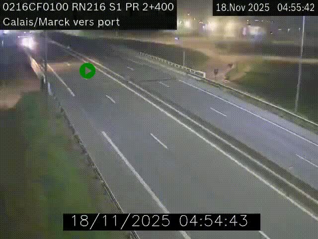 Webcam à Calais sur A216 (N216) en direction du port (harbour) de Calais.