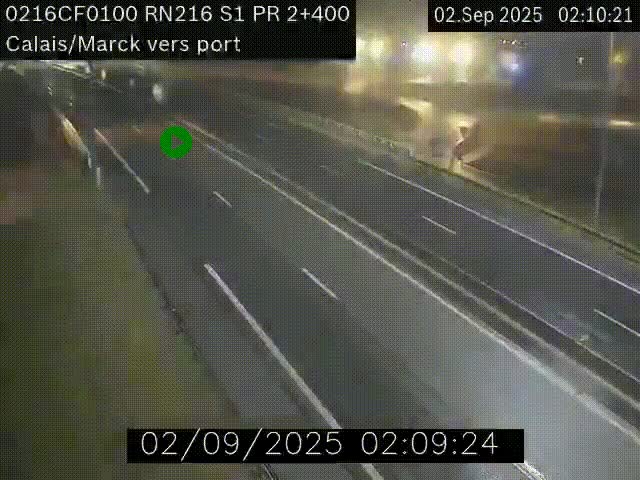Webcam à Calais sur A216 (N216) en direction du port (harbour) de Calais.