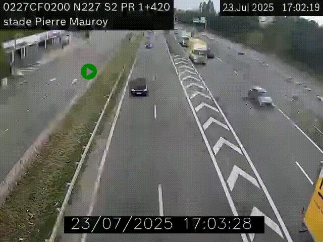 Webcam à hauteur du Stade Pierre Mauroy à Villeneuve d'Ascq sur la N227. Vue orientée vers Mons-en-Baroeul