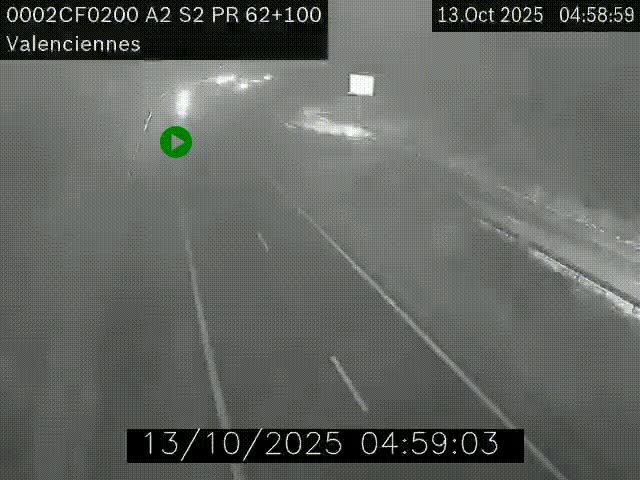 Webcam autoroute A2 à Valenciennes. Vue orientée vers Maubeuge et Mons (Belgique)