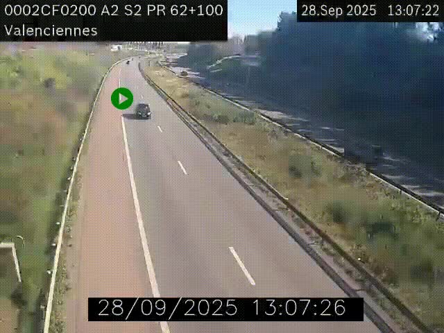 Webcam autoroute A2 à Valenciennes. Vue orientée vers Maubeuge et Mons (Belgique)